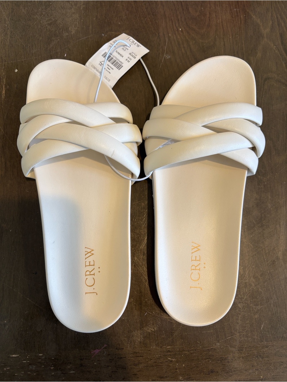 NWT J. Crew Women's White Braided Slide Sandals Size 8